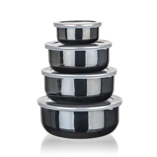 Set de boluri emailate METALLIC Black, 8 buc