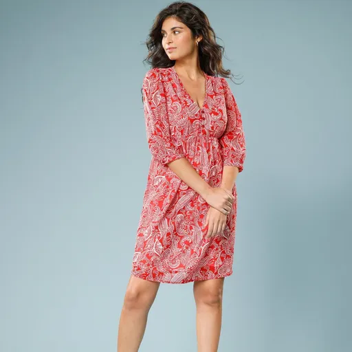 Rochie scurtă cu bandană cu imprimeu, pentru siluetă mică