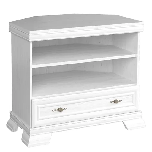 Măsuță TV de colț KORA, pin Andersen, alb