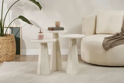 Set masute 2 piese, Hanah Home, Lilyum (57 + 52 + 47), Alb