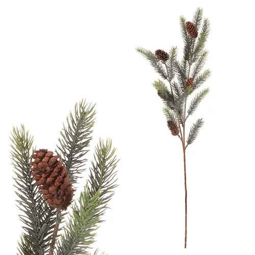 Ramură artificială de molid cu conuri, verde, 20 x70 cm