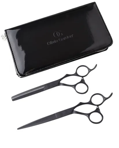 Set Foarfeci de Tuns Olivia Garden Silkcut Pro Matt Black Foarfeca De Tuns 6.50 + Foarfeca De Filat 6.35 + Husa