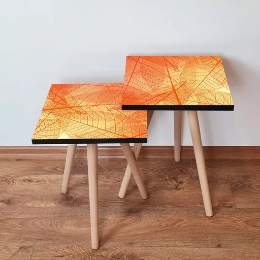 Set masute 2 piese, Hanah Home, 2Shp359, Portocaliu / Galben