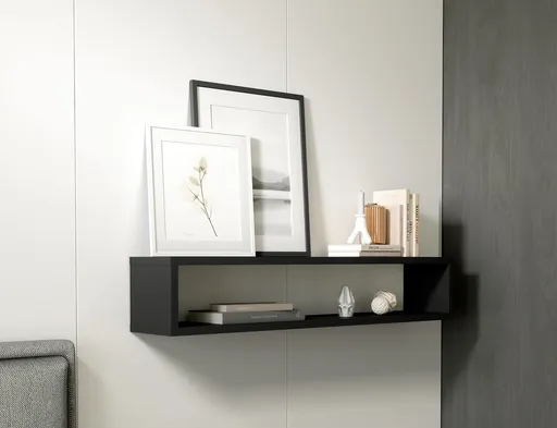 Raft de perete ELTAP, Finees, 80x15x15 cm, PAL/PVC, negru