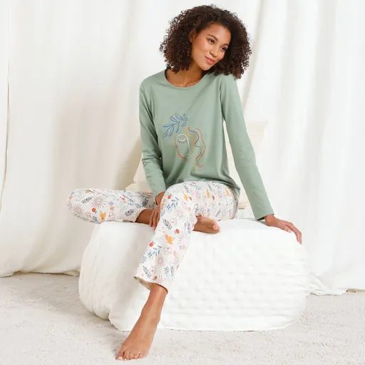 Pijama cu pantaloni cu imprimeu artistic