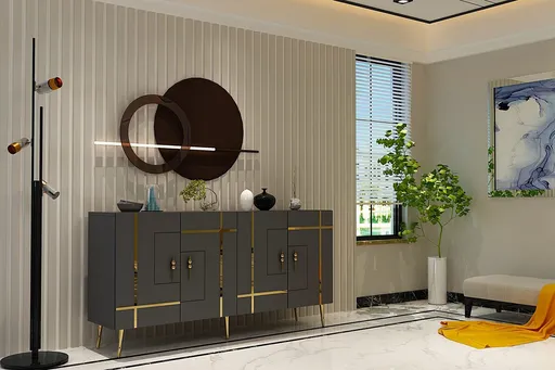 Consola, Hanah Home, Line KB150, 150x75x35 cm, Antracit / Aur