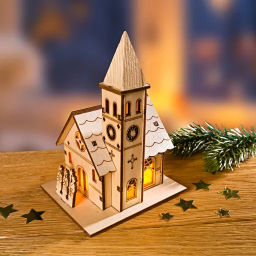 Decorațiune cu LED "Biserica satului"