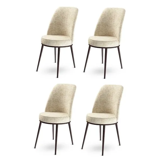 Set de scaune de sufragerie Dexa Cream and Brown,4 buc., crem deschis, 4 buc