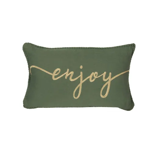 Pernă de muselină cu broderie text