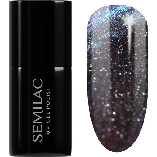 Semilac UV Hybrid Galaxy Flash unghii cu gel folosind UV / lampă cu LED culoare 828 Grey Holo 7 ml