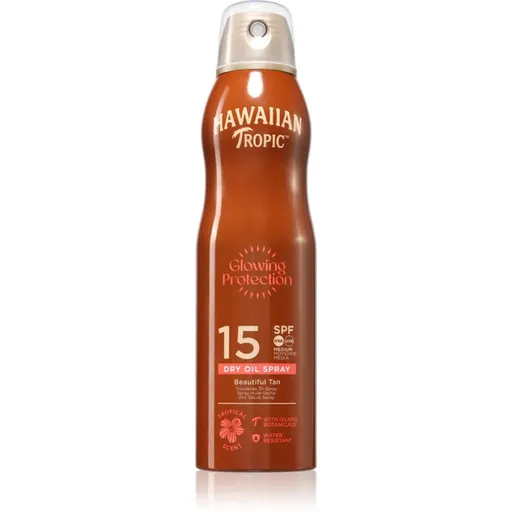 Hawaiian Tropic Glowing Protection Dry Oil Spray spray protector pentru plajă SPF 15 177 ml