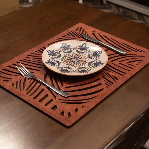 Set de covorașe de masă din lemn, Hermia, 790PYN1132, Dimensiune: 33 x 45 cm (4 bucăți), Roz