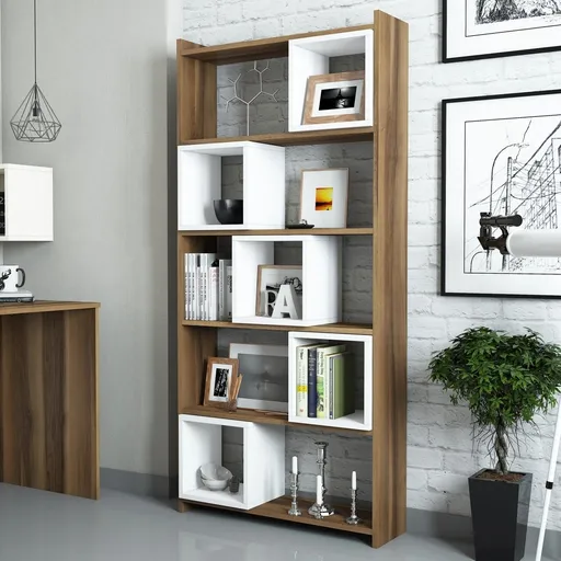 Biblioteca, Hommy Craft, Box 845HCT3601, 80 x 170 x 22 cm, pal melaminat, nuc/alb