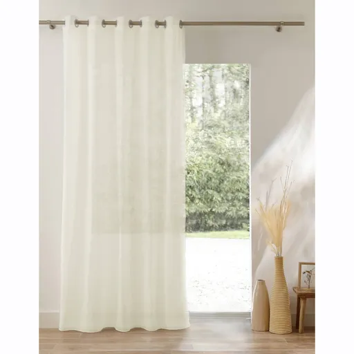 Cortină voal solidă finisată cu inele metalice