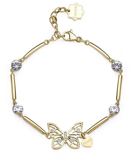 Brosway Brățară fermecătoare placată cu aur cu cristale Fluture Chakra BHKB171