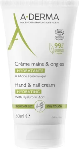 A-DERMA Cremă pentru mâini și unghii cu acid hialuronic (Hydrating Hand & Nail Cream) 50 ml