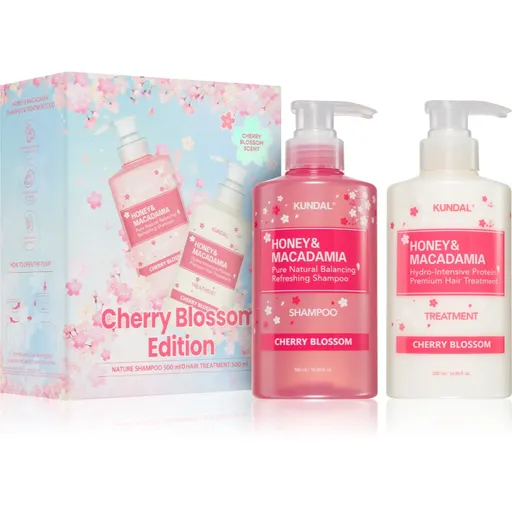 KUNDAL Honey & Macadamia Cherry Blossom Edition set cadou pentru păr