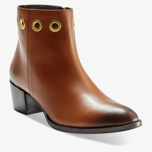 Botine din piele, cu ochiuri de metal