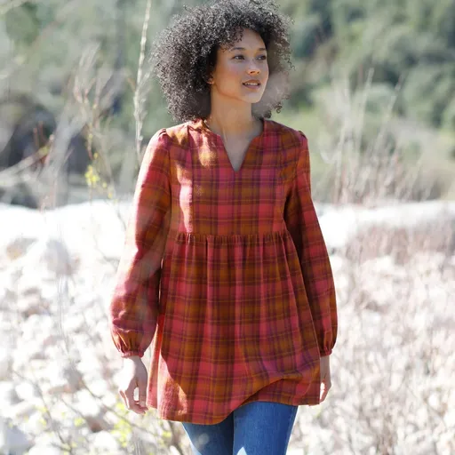 Bluză largă din flanel cu model în carouri