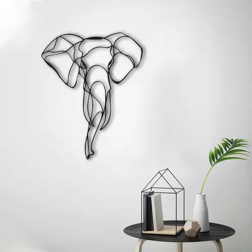 Decoratiune de perete, Elephant 2, Dimensiune: 52 x 41 cm, Negru