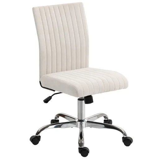 HOMCOM Scaun de birou fără accoudoirs, fauteuil de birou, înălțime reglabilă și pivotant 360°, 43 x 56 x 78-88 cm, crem | Aosom Romania