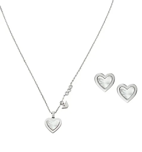 Emporio Armani Set original de bijuterii cu sidef EGS3228SET (colier, cercei)