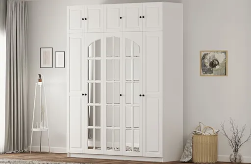 Dulap pentru haine, Hanah Home, Rb-185-14, 175x240x52 cm, Alb mat