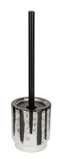 Perie pentru toaleta cu suport Subiza, Wenko, 11x39 cm, ceramica/inox, alb/negru