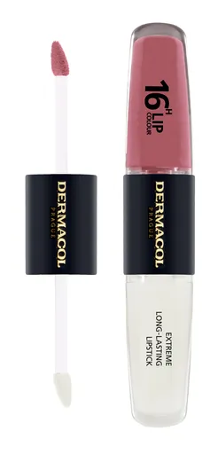 Dermacol Culoare pentru buze în două faze de lungă durată si luciu 16H Lip Colour (Extreme Long-Lasting Lipstick) 4 + 4 ml 33