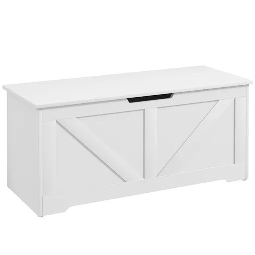 HOMCOM Ladă de Depozitare cu Balamale de Siguranță, Bancă Cutie de Depozitare, Ladă pentru Jucării, 100x40x45 cm, Alb | Aosom Romania