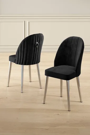 Set scaune 2 piese, Hanah Home, Mara, Negru / Crom