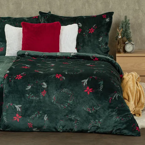 Lenjerie de pat din microflanel 4Home Poinsettia, 140 x 220 cm, 70 x 90 cm