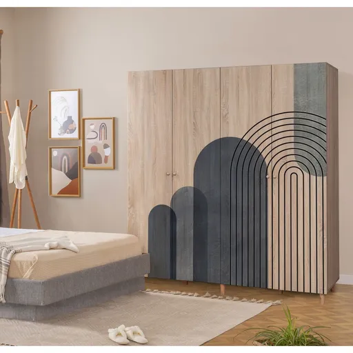 Dulap pentru haine, Hanah Home, Loni 4 -973, 180x192x52 cm, Sonomo