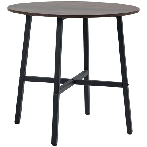 HOMCOM Masă de dining, Masă de bucătărie, masă mare, design industrial, design rustic, Φ80 x 76 cm, maro | Aosom Romania