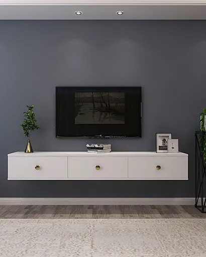 Comoda TV, Hanah Home, Zuzu 180, 180x25.6x29.6 cm, PAL , Alb