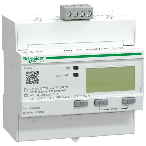 Contor energie JT conectare directa, 63A / class 1, pack.mas.basic, RS485 Modbus Schneider A9MEM3150