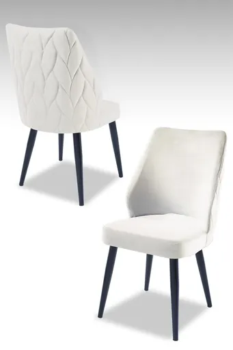 Set scaune 4 piese, Hanah Home, Pufi, PAL, Crem/Negru