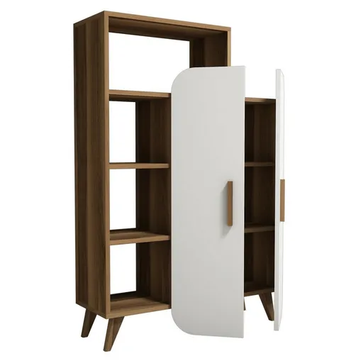 Bibliotecă Form White and Walnut, alb