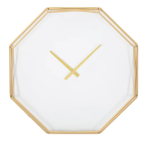 Ceas de perete Octagonal, Mauro Ferretti, 56x6.5x56 cm, fier, auriu