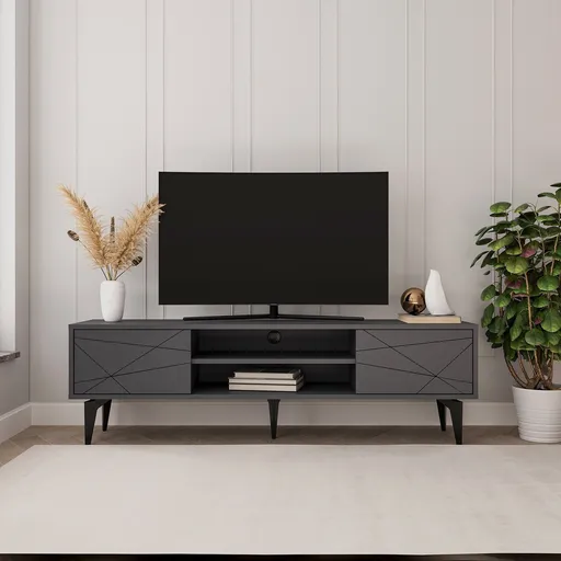 Comoda TV, Hanah Home, Brendon, 160x48.2x29.6 cm, Antracit