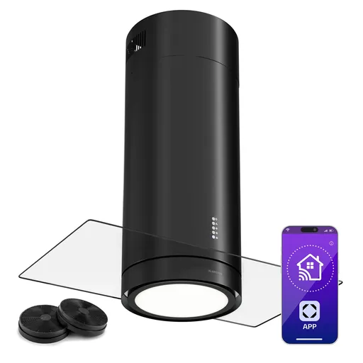 Klarstein Beretta Premium Smart, hotă tip insulă, 544 m³/h, aparat, extracție/recirculare, LED, filtru cu carbon activat