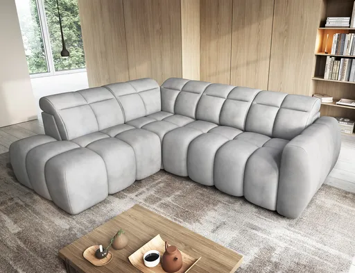 Coltar extensibil stanga 4 locuri ELTAP, LT-04SO, Falconn, 258x208x107 cm, lemn/poliester, gri