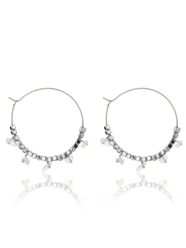 Emily Westwood Cercei rotunzi din oțel, cu cuarț roz Eden EWE23040S