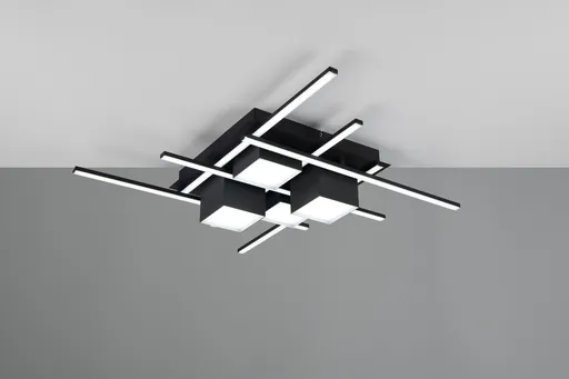 Plafoniera Roger, TRIO, 70x70x11.5 cm, 35W, 1x SMD, metal, negru mat