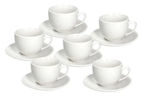 Set 6 cesti de ceai cu farfurie Golf, Tognana Porcellane, 270 ml, portelan, alb