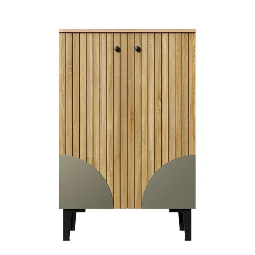 Dulap modern pentru pantofi, cu mult spațiu de depozitare, uși și mai multe rafturi, 60x32x94 cm, Culoare naturală