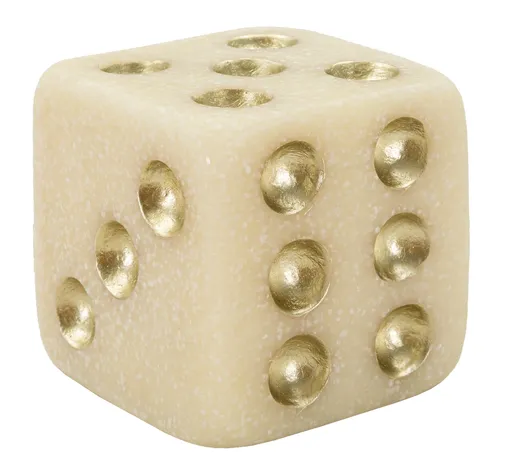 Figurina decorativa Zar Dice Quarzy, Mauro Ferretti, 8x8x8 cm, polirasina, alb/auriu