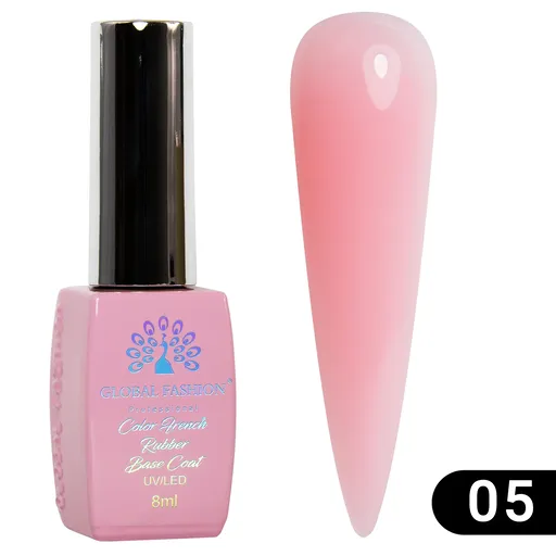 Base Coat Rubber, Global Fashion, 8 ml, Roz Deschis 05, TPO Free