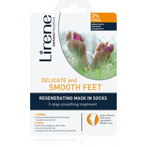 Lirene Foot Care Pasul 2 - Tratament de regenerare pentru picioare peeling + masca sub forma de șosete 3% Urea 1 pereche