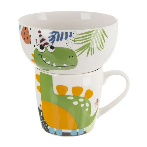 Orion Cană din porțelan cu farfurie Dino, 0,35 l